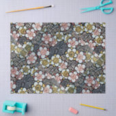 HAIKU/SCHWARZ-WEISS PINK GELBE BLUMEN SEIDENPAPIER (Basteln)