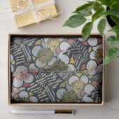 HAIKU/SCHWARZ-WEISS PINK GELBE BLUMEN SEIDENPAPIER (Geschenk)