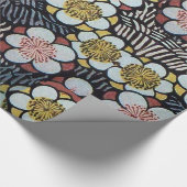 HAIKU SCHWARZ-WEISS PINK YELLOW SPRING FLOWERS GESCHENKPAPIER (Ecke)