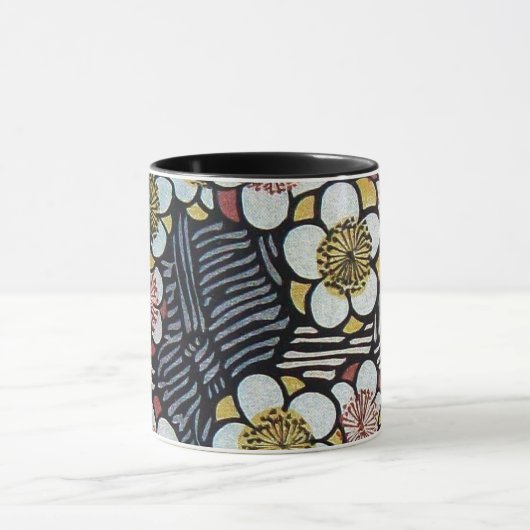 HAIKU/SCHWARZ-WEISS PINKSPRINGBLUMEN TASSE (Zentrum)