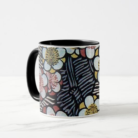 HAIKU/SCHWARZ-WEISS PINKSPRINGBLUMEN TASSE (Vorderseite Links)