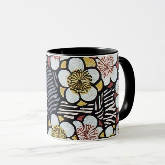 HAIKU/SCHWARZ-WEISS PINKSPRINGBLUMEN TASSE (VorderseiteRechts)