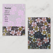 HAIKU / SCHWARZ-WEISSE GrauPINK LILAC-SPRINGBLUMEN Visitenkarte (Vorne/Hinten)