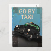 Hail a Taxi Cab! Vintage Poster. Postkarte (Vorne/Hinten)