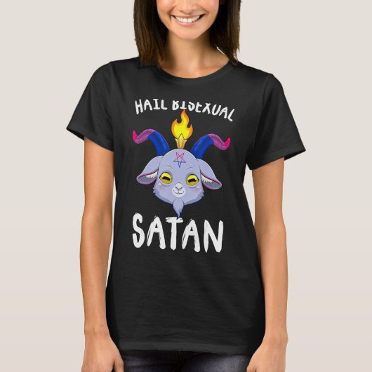 Hail Bisexual Satan Baphomet Goat Head Lgbt Bi Pri T-Shirt (Vorderseite)