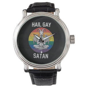 Hail Gay Satan Funny Goth Gothic Goat LGBTQ Armbanduhr