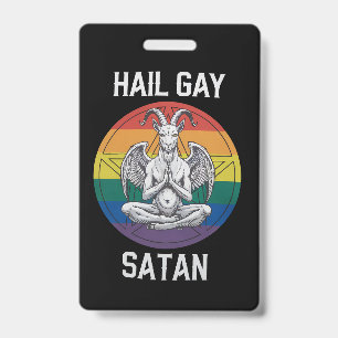 Hail Gay Satan Funny Goth Gothic Goat LGBTQ Ausweis