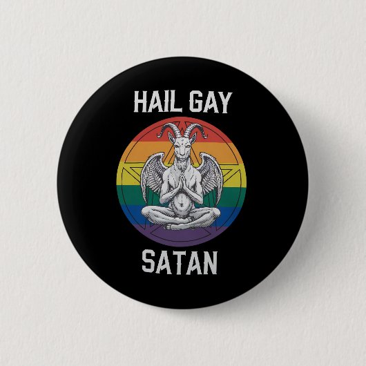 Hail Gay Satan Funny Goth Gothic Goat LGBTQ Button (Vorderseite)