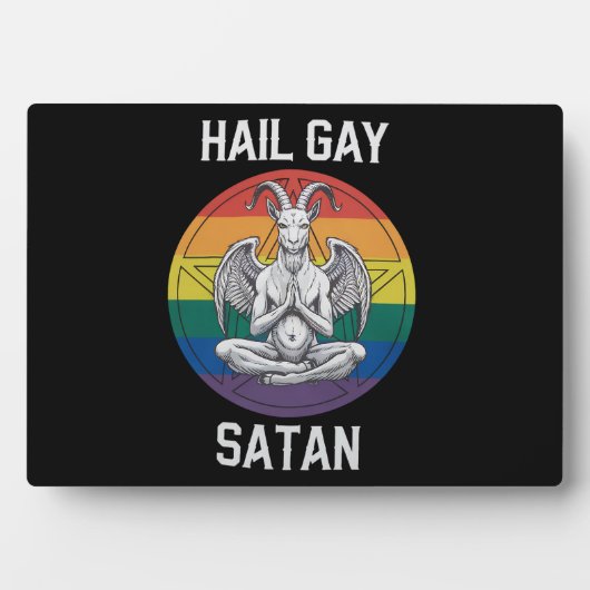 Hail Gay Satan Funny Goth Gothic Goat LGBTQ Fotoplatte (Vorderseite)