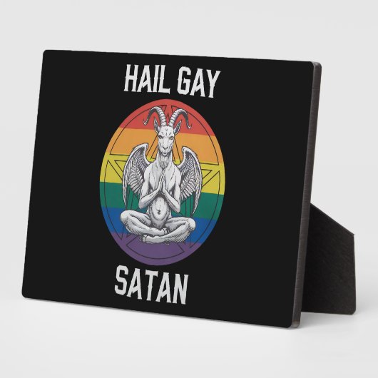 Hail Gay Satan Funny Goth Gothic Goat LGBTQ Fotoplatte (Seite)