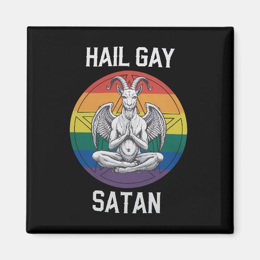 Hail Gay Satan Funny Goth Gothic Goat LGBTQ Magnet (Vorne)