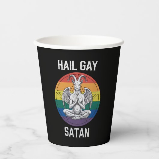 Hail Gay Satan Funny Goth Gothic Goat LGBTQ Pappbecher (Vorderseite)