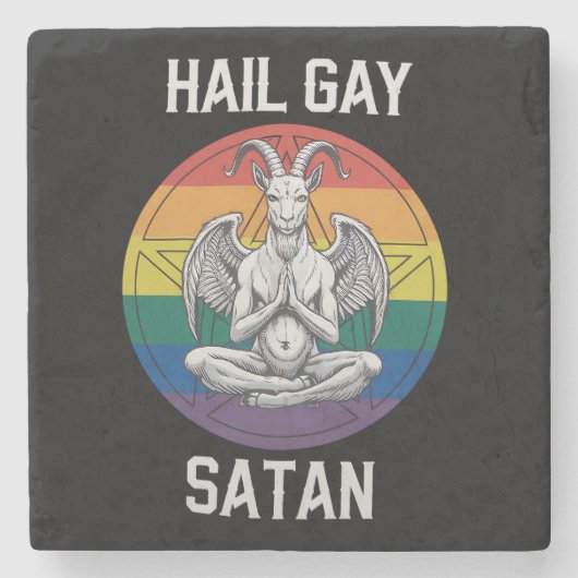 Hail Gay Satan Funny Goth Gothic Goat LGBTQ Steinuntersetzer (Vorderseite)