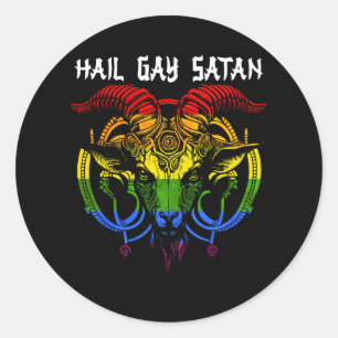Hail Gay Satan LGBT Goth Gay Lesbian Bi Pride Baph Runder Aufkleber