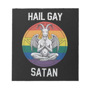 Hail Gay Satan Lustig Gothisch Gothic Ziege LGBTQ Notizblock