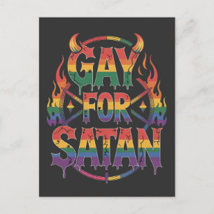 Hail Gay Satan Rainbow Baphomet Devil Goat LGBTQ Feiertagspostkarte