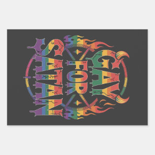 Hail Gay Satan Rainbow Baphomet Devil Goat LGBTQ Geschenkpapier Set