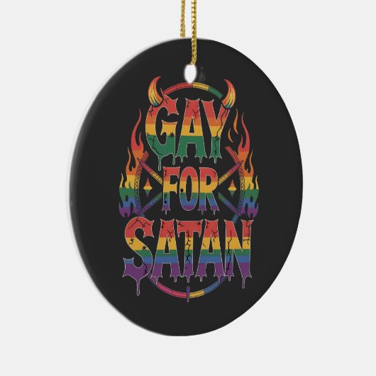 Hail Gay Satan Rainbow Baphomet Devil Goat LGBTQ Keramik Ornament (Rechts)