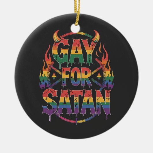 Hail Gay Satan Rainbow Baphomet Devil Goat LGBTQ Keramik Ornament (Vorne)