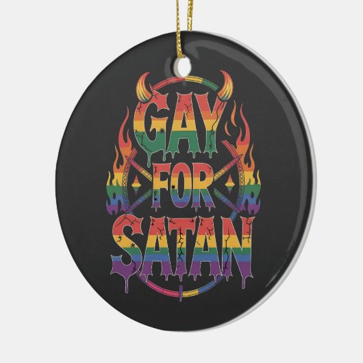 Hail Gay Satan Rainbow Baphomet Devil Goat LGBTQ Keramik Ornament (Links)