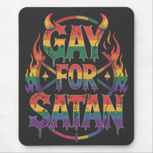 Hail Gay Satan Rainbow Baphomet Devil Goat LGBTQ Mousepad