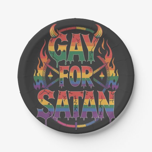 Hail Gay Satan Rainbow Baphomet Devil Goat LGBTQ Pappteller (Vorderseite)
