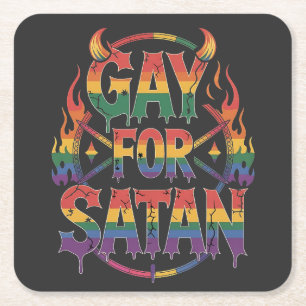 Hail Gay Satan Rainbow Baphomet Devil Goat LGBTQ Rechteckiger Pappuntersetzer