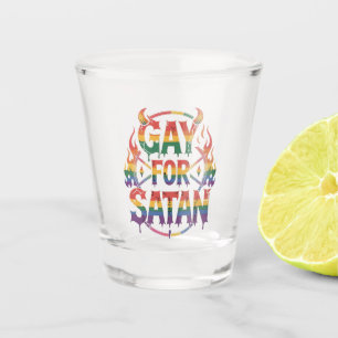 Hail Gay Satan Rainbow Baphomet Devil Goat LGBTQ Schnapsglas