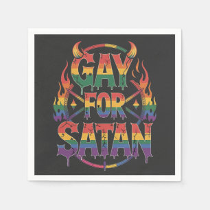 Hail Gay Satan Rainbow Baphomet Devil Goat LGBTQ Serviette