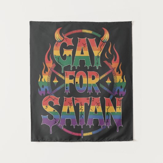 Hail Gay Satan Rainbow Baphomet Devil Goat LGBTQ Wandteppich (Vorderseite)