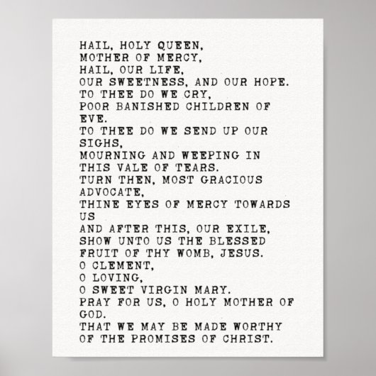 Hail, heilige Königin Gebet Poster (Vorne)