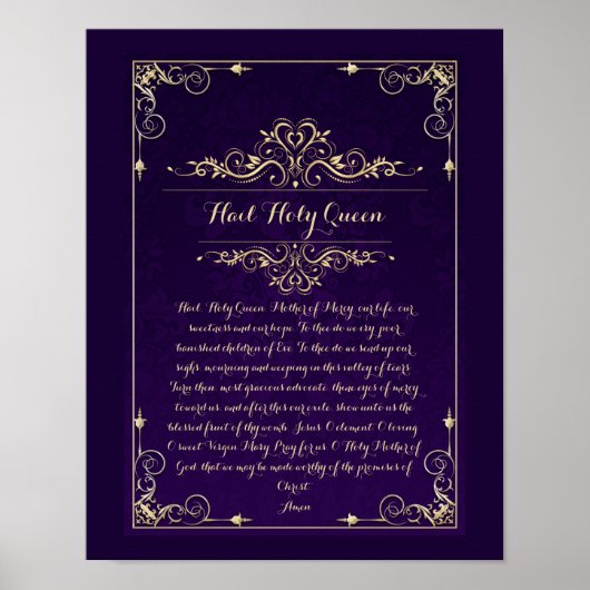 Hail Holy Queen Katholic Prayer Poster (Vorne)