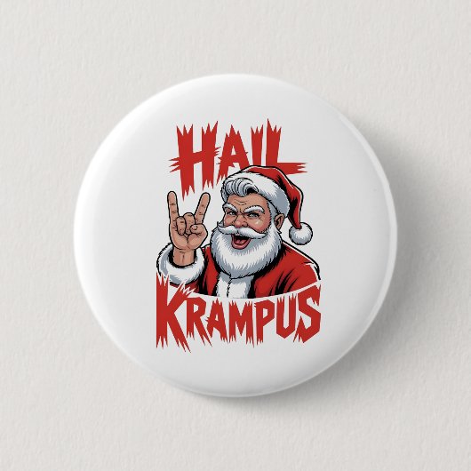 Hail Krampus Teufelshorn Krampus Rock Button (Vorderseite)