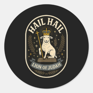 Hail Löwe von Juda - Fettes Emblem Jesus Christlic Runder Aufkleber