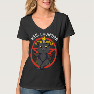 Hail Lucipurr Cat Devil Satan Pentagram Baphomet C T-Shirt