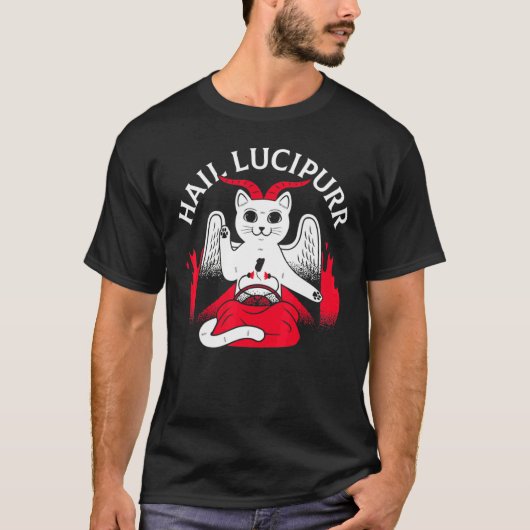 Hail Lucipurr Cat Satan Satanic Cat T-Shirt (Vorderseite)