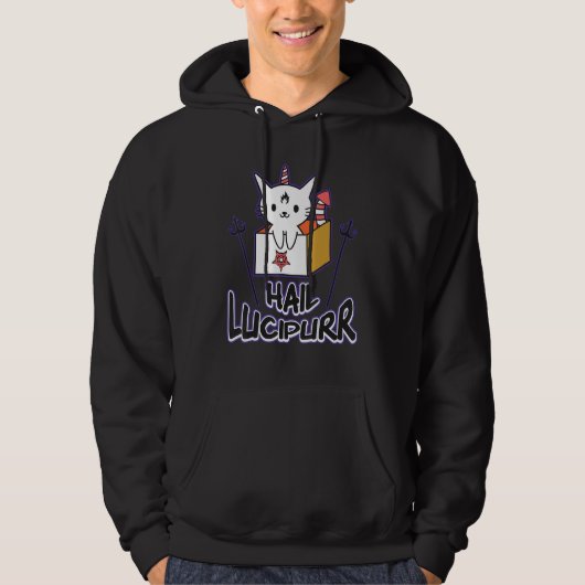Hail Lucipurr Death Metal Cat Satan Kitten Cat Hea Hoodie (Vorderseite)