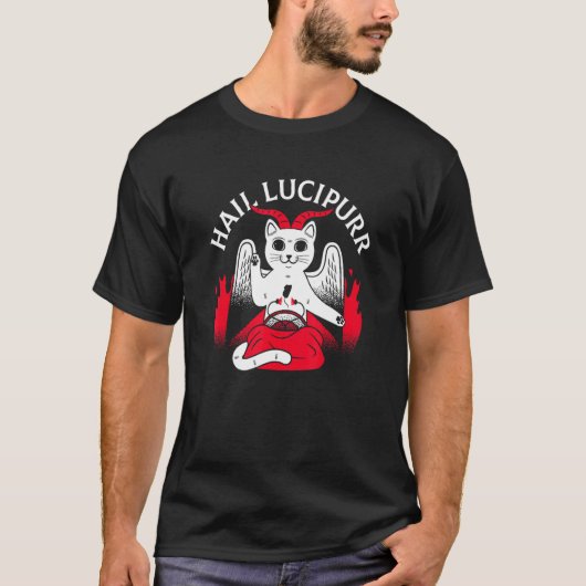 Hail Lucipurr Heavy Rock Satan Lucipurr für Goth C T-Shirt (Vorderseite)