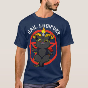 Hail Lucipurr Katze Teufel Satan Pentagramm Baphom T-Shirt