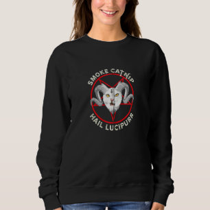 Hail Lucipurr Smoke Catnip Satanic Cat Pup Zip Sweatshirt