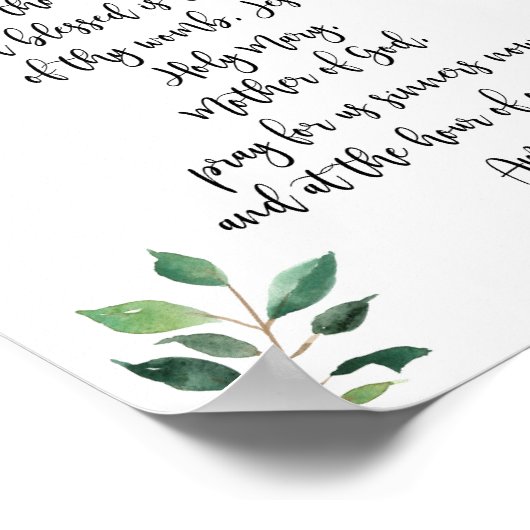 Hail Mary katholisches Gebet Print Kalligraphie Poster (Ecke)