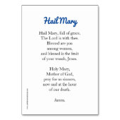 Hail Mary Prayer Card Tischnummer (Rückseite)
