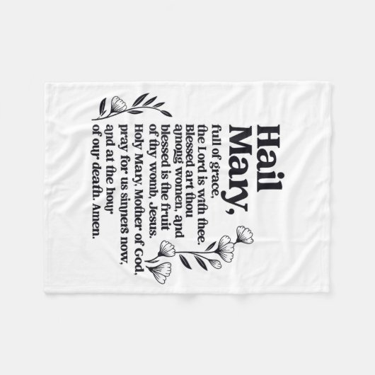 Hail Mary Prayer Marian Floral Christian Blessed M Fleecedecke (Vorderseite (Horizontal))