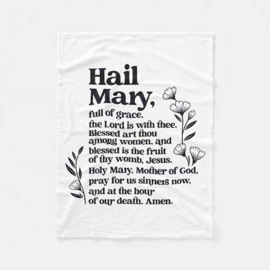 Hail Mary Prayer Marian Floral Christian Blessed M Fleecedecke (Vorderseite)