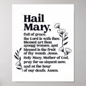 Hail Mary Prayer Marian Floral Christian Blessed M Poster (Vorne)