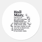 Hail Mary Prayer Marian Floral Christian Blessed M Runder Aufkleber (Vorderseite)