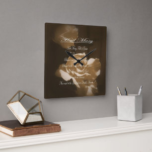 Hail Mary Prayer Quadratische Wanduhr