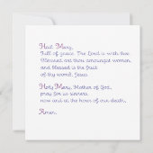 Hail Mary, voll von Grace Prayer Card Einladung (Rückseite)