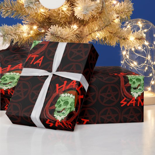 Hail Santa - Halloween Zombie Rocker Skull Geschenkpapier (Feiertage)