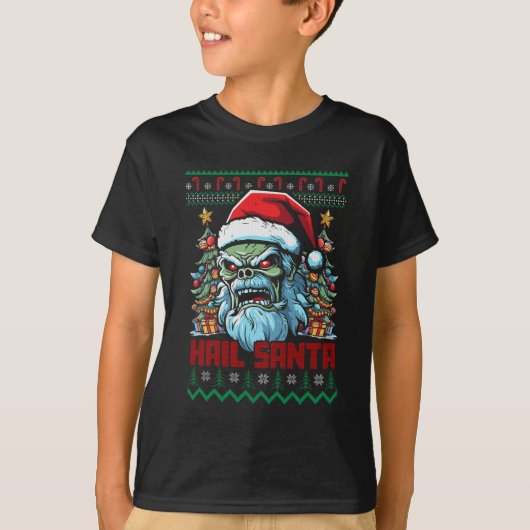 Hail Santa Heavy Metal Headbanger Uganda Weihnacht T-Shirt (Vorderseite)